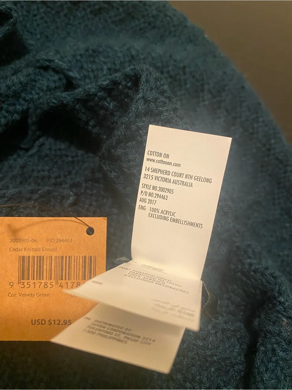 Cotton On - Emerald Knit Infinity Scarf (NWT)